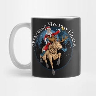 Santa Riding Moose Drinking Beer, spreading cheer Mug